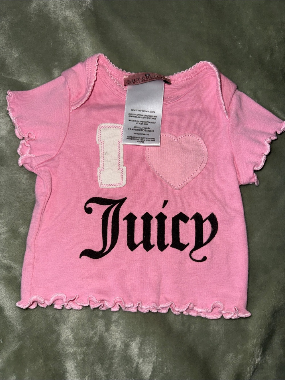 0-3M Juicy Couture Pink 'I ♥ Juicy' Baby Tee like new